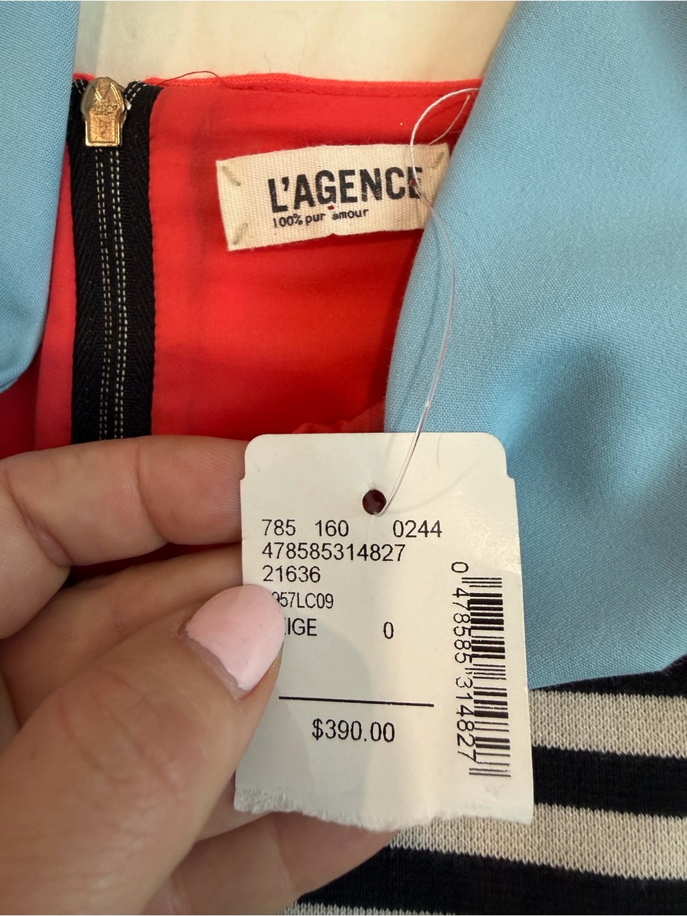 L’AGENCE NWT $390 Colorblock Striped Midi Dress Size 0 - Picture 3 of 4